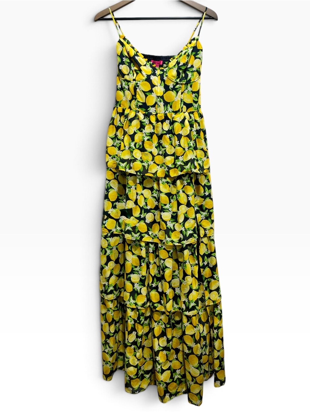 Betsey Johnson Juliet Lemon Corset Tiered Maxi Dress NWT 10